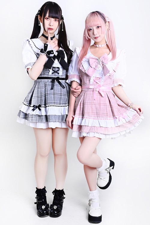 Vestido Underground Idol Jirai Kei Tartán Gris - Jill Punk