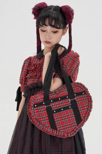 Red Tartan Heart Bag ~ SOS MEME CLUB 2