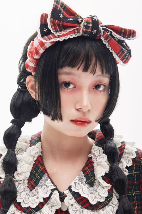 Red Tartan Bow Diadem ~ SOS MEME CLUB