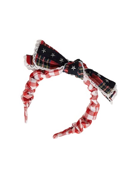 Diadema con Lazo de Tartán Rojo ~ SOS MEME CLUB