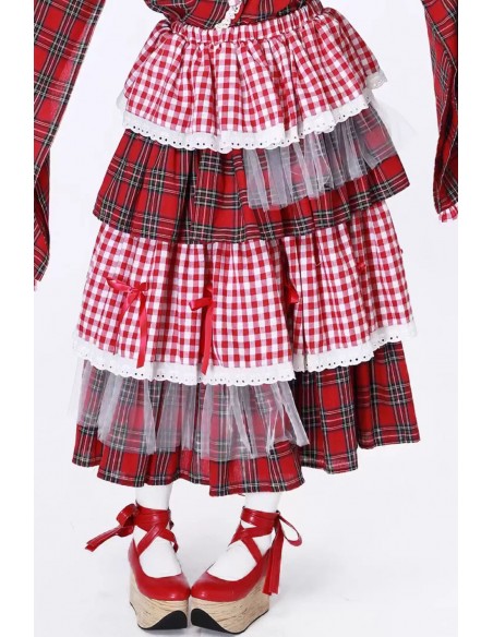 Showa Retro Layered Long Skirt ~ SOS MEME CLUB