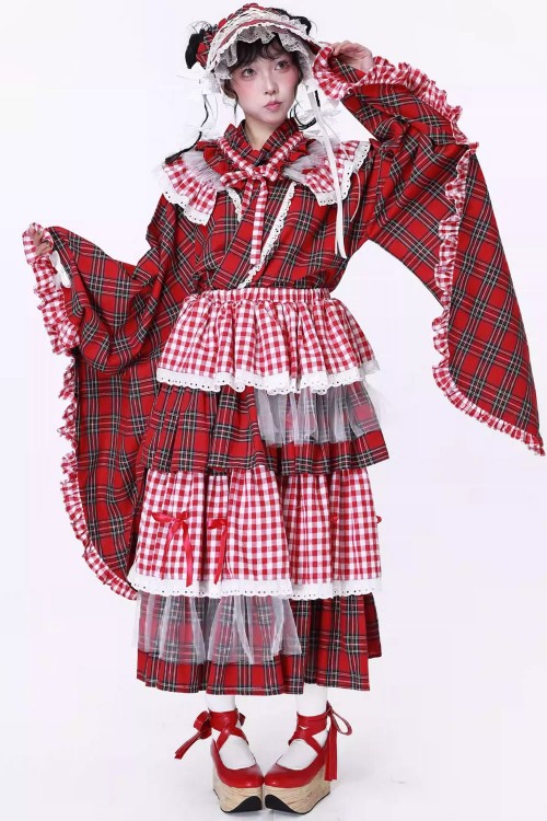 Showa Retro Layered Long Skirt ~ SOS MEME CLUB