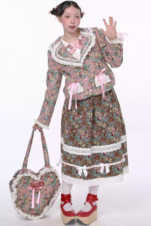 Falda Retro Classic Lolita Brocade ~ SOS MEME CLUB