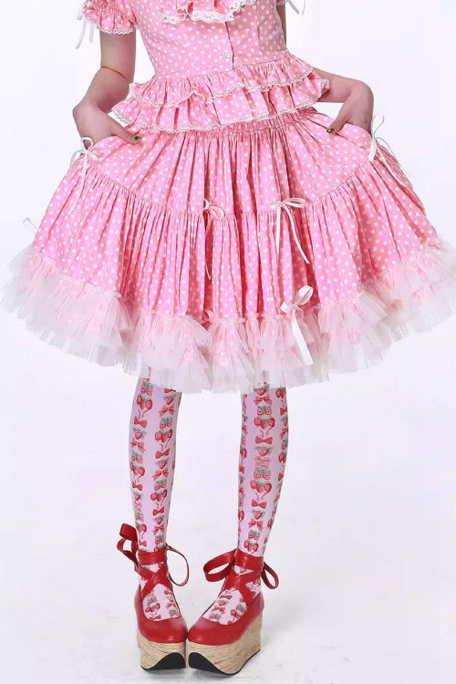 Falda Lolita Polka Dot Rosa Pastel ~ SOS MEME CLUB