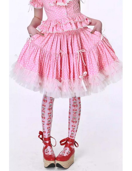 Falda Lolita Polka Dot Rosa Pastel ~ SOS MEME CLUB