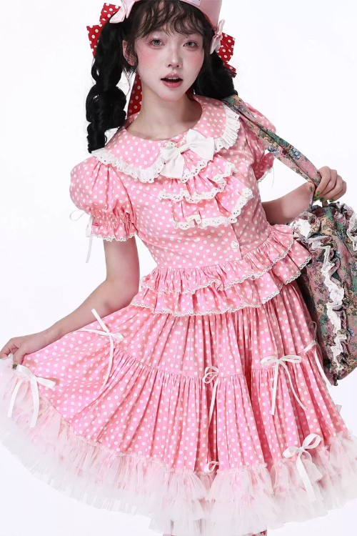 Falda Lolita Polka Dot Rosa Pastel ~ SOS MEME CLUB