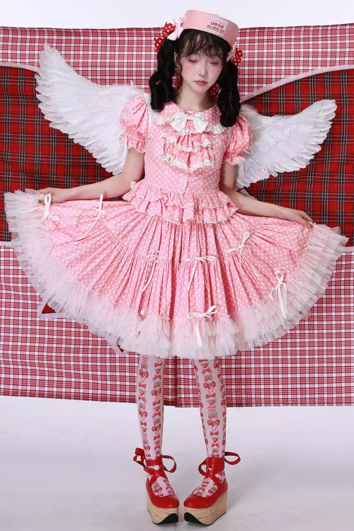 Pastel Pink Polka Dot Lolita Skirt ~ SOS MEME CLUB