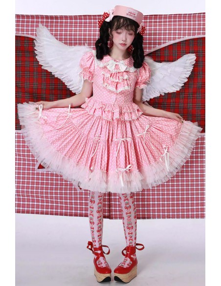 Pastel Pink Polka Dot Lolita Skirt ~ SOS MEME CLUB