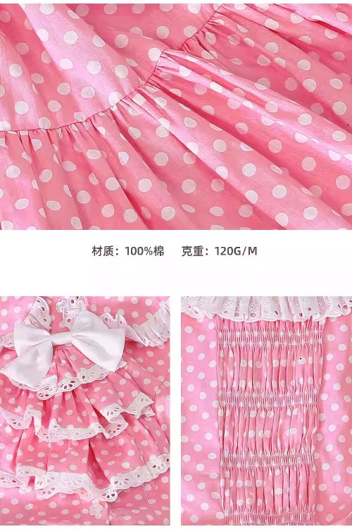 Pastel Pink Polka Dot Short-Sleeved Lolita Blouse ~ SOS MEME CLUB