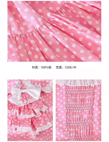 Blusa Lolita de Manga Corta Polka Dot Rosa Pastel ~ SOS MEME CLUB