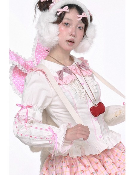 Blusa Blanca de Manga Larga Retro Bow  ~ SOS MEME CLUB