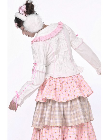 Blusa Blanca de Manga Larga Retro Bow  ~ SOS MEME CLUB