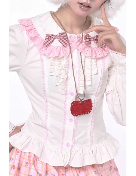 Blusa Blanca de Manga Larga Retro Bow  ~ SOS MEME CLUB