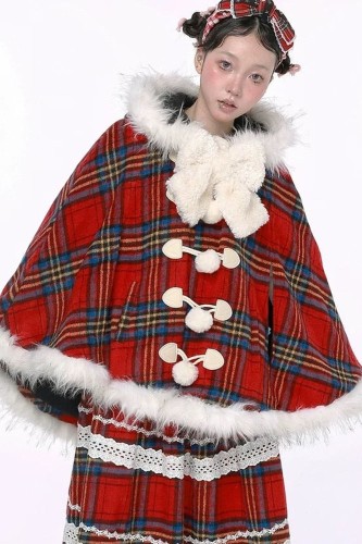 Winter Tartan Hooded Coat Cape ~ SOS MEME CLUB