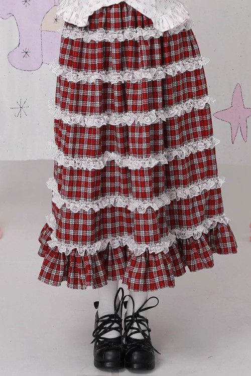 Retro Showa Tartan Tweed Skirt ~ SOS MEME CLUB