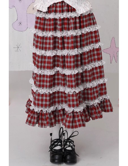 Retro Showa Tartan Tweed Skirt ~ SOS MEME CLUB