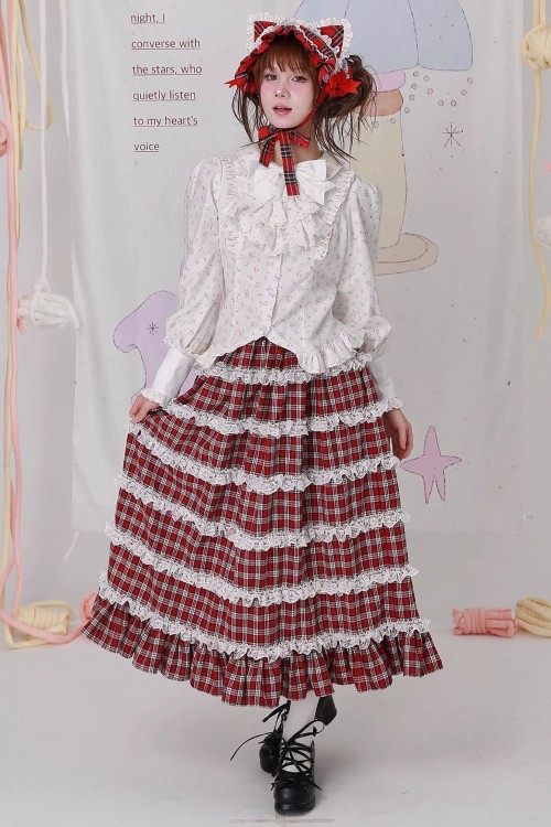 Retro Showa Tartan Tweed Skirt ~ SOS MEME CLUB