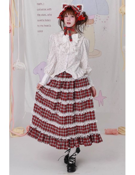 Retro Showa Tartan Tweed Skirt ~ SOS MEME CLUB