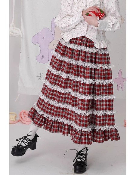 Retro Showa Tartan Tweed Skirt ~ SOS MEME CLUB
