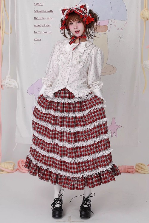 Falda Retro Showa Tartan Tweed ~ SOS MEME CLUB