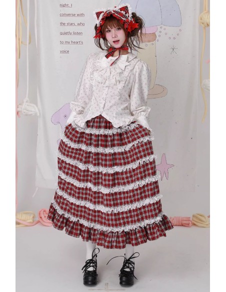 Retro Showa Tartan Tweed Skirt ~ SOS MEME CLUB