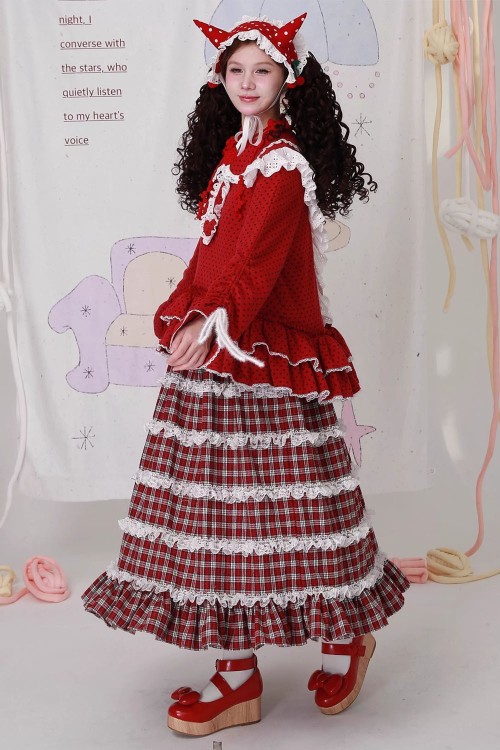 Retro Showa Tartan Tweed Skirt ~ SOS MEME CLUB