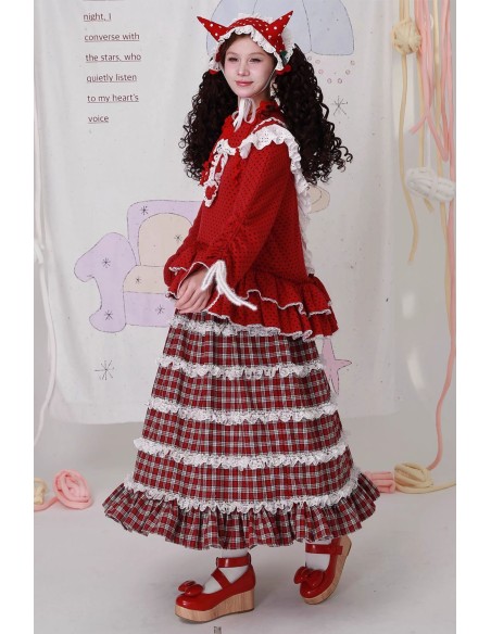 Retro Showa Tartan Tweed Skirt ~ SOS MEME CLUB