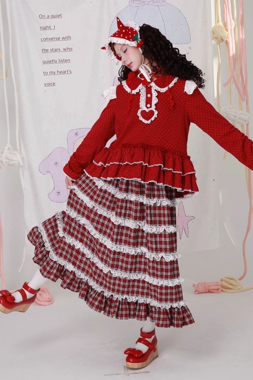 Retro Showa Tartan Tweed Skirt ~ SOS MEME CLUB