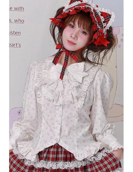 Blusa Blanca de Manga Retro Vintage Flowers  ~ SOS MEME CLUB