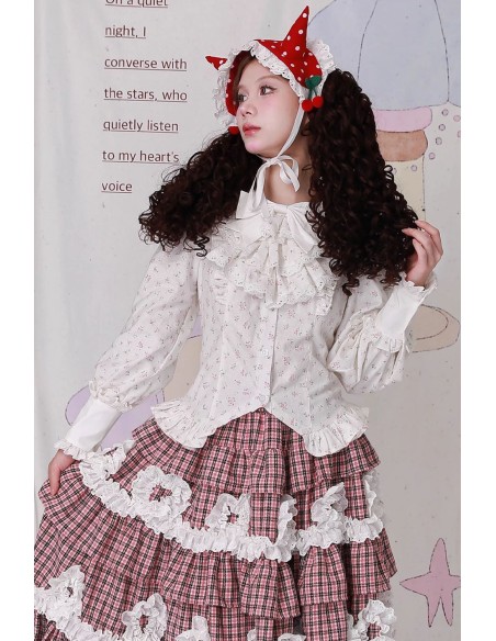 Retro Vintage Flowers White Long Sleeve Blouse ~ SOS MEME CLUB