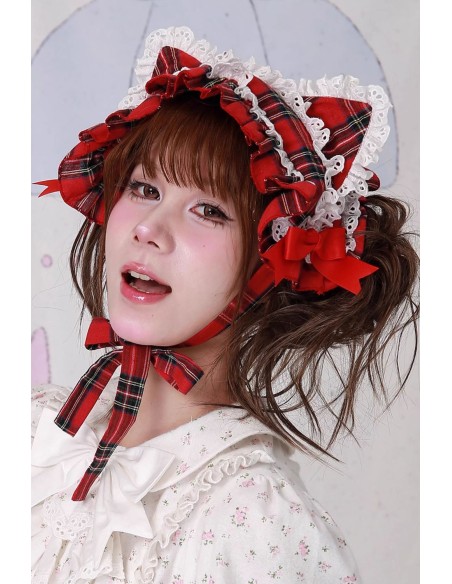 Headdress Red Tartan Kitty ~ SOS MEME CLUB