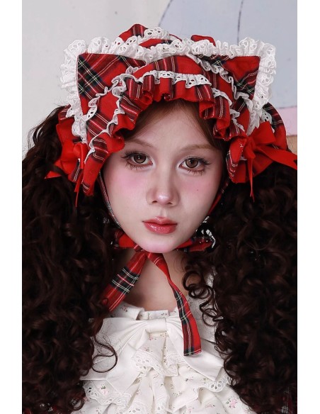 Red Tartan Kitty Headdress ~ SOS MEME CLUB