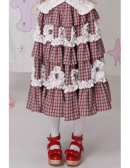 Vintage Showa Tartan Tweed Midi Skirt ~ SOS MEME CLUB