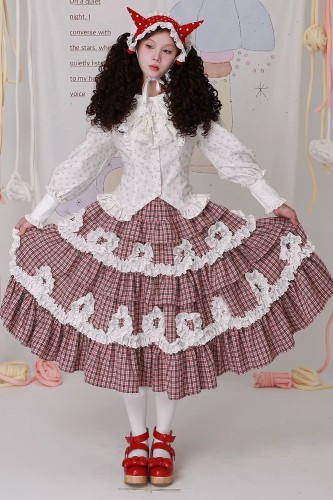 Falda Midi Vintage Showa Tartan Tweed ~ SOS MEME CLUB 2