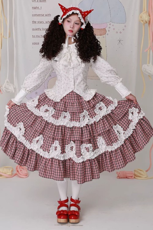 Falda Midi Vintage Showa Tartan Tweed ~ SOS MEME CLUB