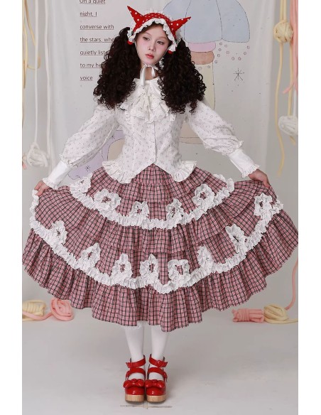 Falda Midi Vintage Showa Tartan Tweed ~ SOS MEME CLUB