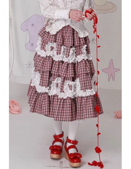 Falda Midi Vintage Showa Tartan Tweed ~ SOS MEME CLUB