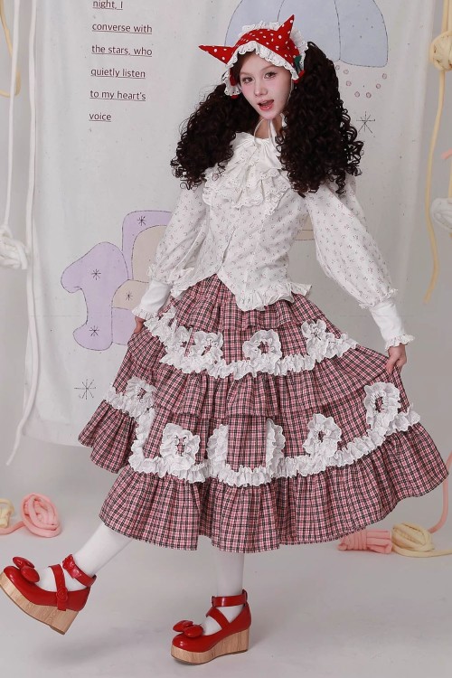 Falda Midi Vintage Showa Tartan Tweed ~ SOS MEME CLUB