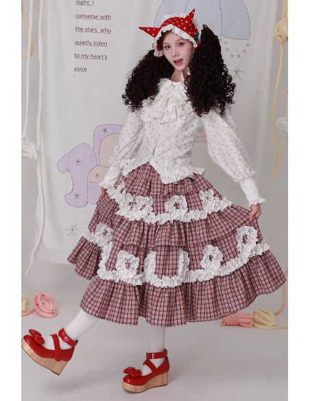 Falda Midi Vintage Showa Tartan Tweed ~ SOS MEME CLUB