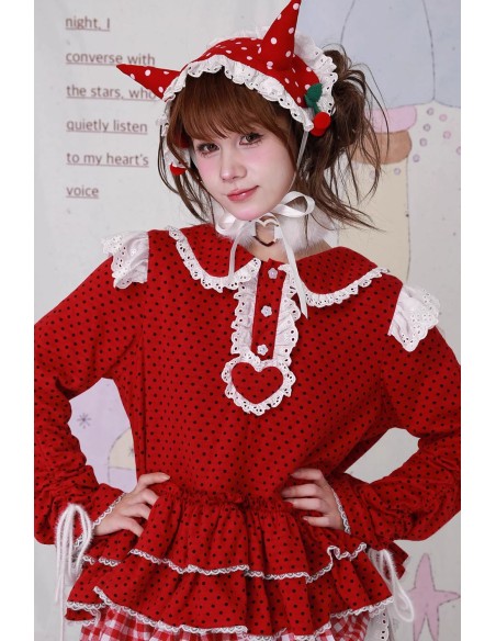 Vintage Style Polka Dot Red Sweater ~ SOS MEME CLUB