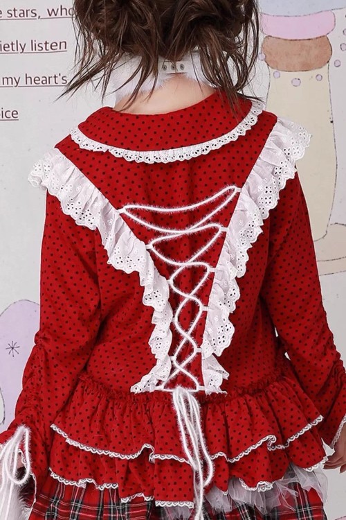 Vintage Style Polka Dot Red Sweater ~ SOS MEME CLUB