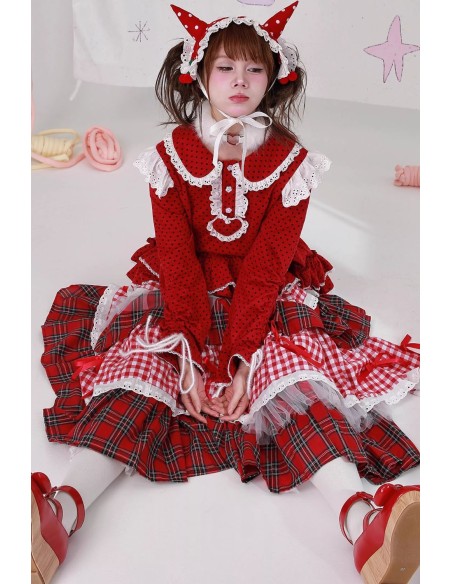 Vintage Style Polka Dot Red Sweater ~ SOS MEME CLUB