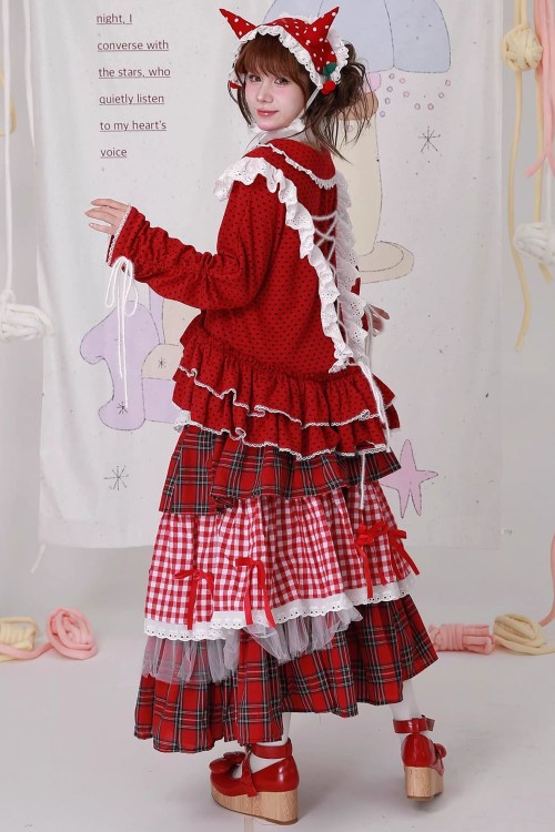 Vintage Style Polka Dot Red Sweater ~ SOS MEME CLUB