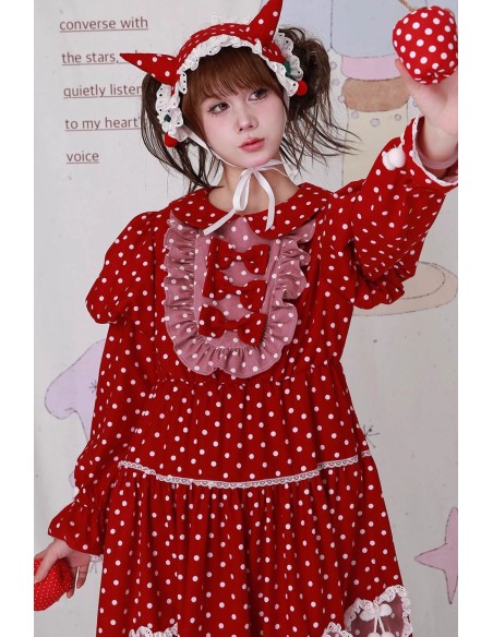 Vestido Sweet Winter Polka Dot Rojo ~ SOS MEME CLUB