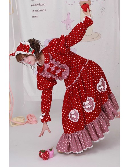 Vestido Sweet Winter Polka Dot Rojo ~ SOS MEME CLUB