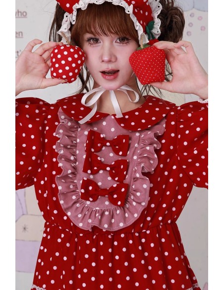 Sweet Winter Polka Dot Red Dress ~ SOS MEME CLUB