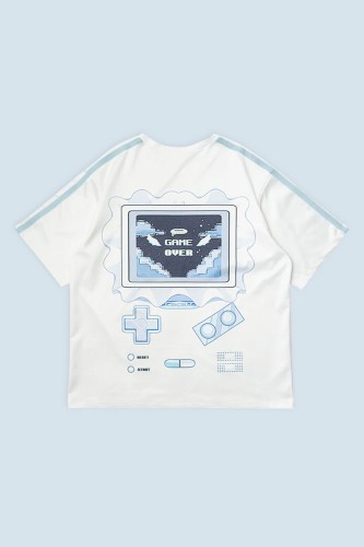 Oversized Game Over T-shirt in White - ACDC Rag 2
