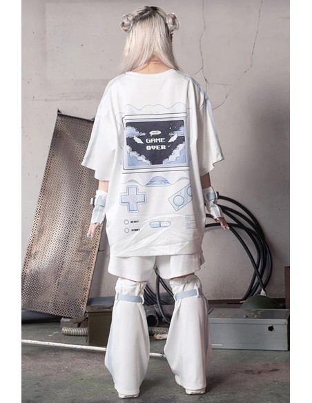 Oversized Game Over T-shirt in White - ACDC Rag