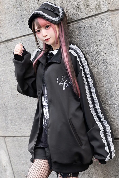 Magic Heart Zip-Up Jacket in Black - ACDC Rag