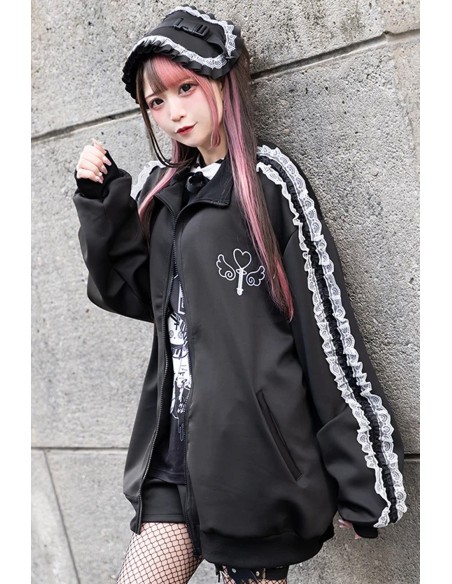 Magic Heart Zip-Up Jacket in Black - ACDC Rag